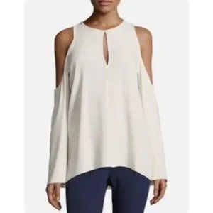 THEORY | Sarver Rosina Crepe Cold Shoulder Ivory Top Sz M NWT